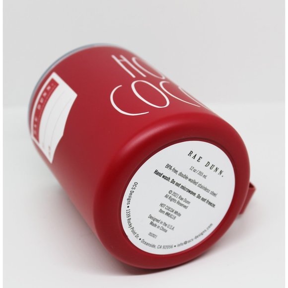 Rae Dunn "Hot Cocoa" Red insulated mug with slider lid - Picture 4 of 4